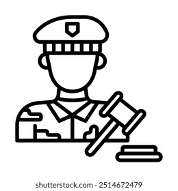 Ilustración vectorial de línea de icono de Ley Militar