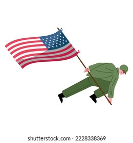 military lifting usa flag character