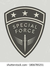 Military Logo. Army Patch. Design Elements for Military Style Jackets, Shirt and T-Shirts. Emblem of Special Force