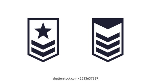 Military logo, army rank badges or icons on white