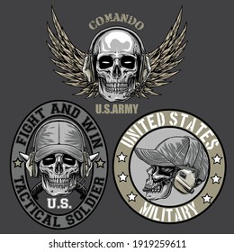 military logo in the dark beground