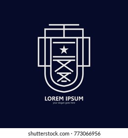 Military logo template in thin line style
