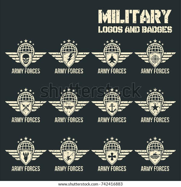 Military Logos Icons Badges Logotypesvector Military Stock Vector ...