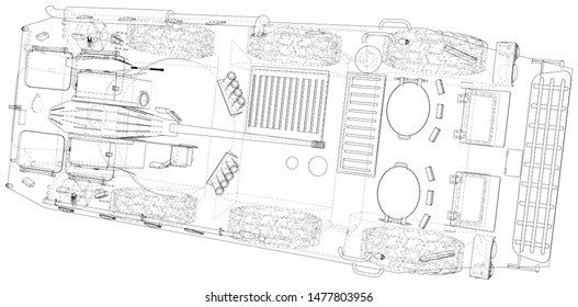 Military machine. EPS10 format. Vector created of 3d.