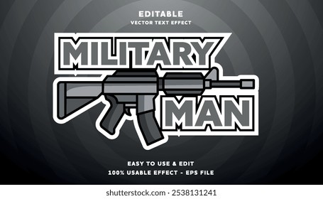 logotipo editável do militar man e efeito de texto