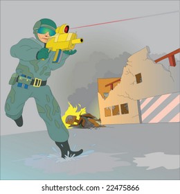 Military man fighting