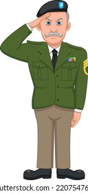 military man retired cartoon on white background