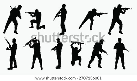 military man set vector illustration.