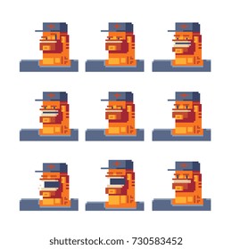 military man various emotions character set, cartoon pixel art style vector illustration isolated background