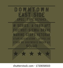 military marine typography, tee shirt graphics, vectors