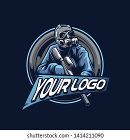 military mascot esport gaming logo concept