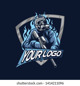 military mascot esport gaming logo concept