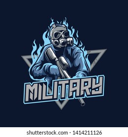 military mascot esport gaming logo concept