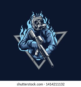 military mascot esport gaming logo concept