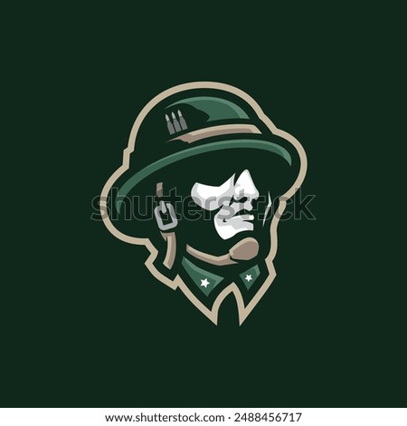 Military mascot logo design vector with modern illustration concept style for badge, emblem and t shirt printing. Military head illustration.