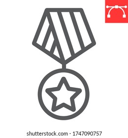 Military meda line icon, USA and army, military star sign vector graphics, editable stroke linear icon, eps 10