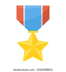 Military Medal Emoji Icon Illustration. Award Vector Symbol Emoticon Design Doodle Vector.