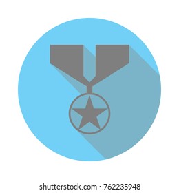 Military Medal Flat Icon. Army Sign On White Background