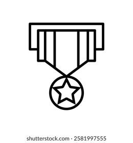 Military medal Icon Flat vector set outline