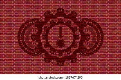 Military medal icon inside brick wall emblem. Tiles exquisite background. Intense illustration. 