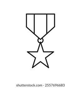 Military medal icon Isolated flat vector in outline