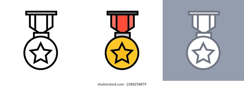 Military Medal Icon, The military medal icon is often used in designs related to military ceremonies, memorials, and commemorations, and can symbolize sacrifice, valor, and patriotism