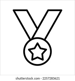 Military medal icon, outline vector sign, linear style pictogram, vector illustration on white background.
