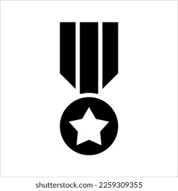 Military medal icon, outline vector sign, linear style pictogram, vector illustration on white background.