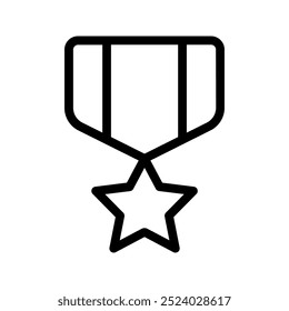 Military medal icon, outline vector sign color editable