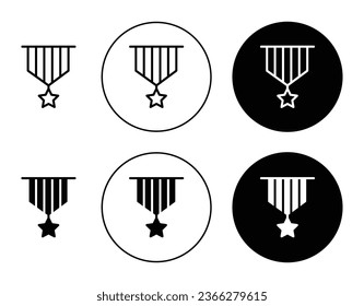 Military medal Icon icon set in black filled and outlined style. suitable for UI designs