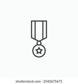 Military medal icon set in black color