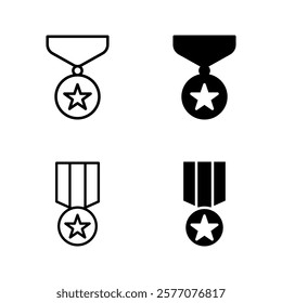 Military medal icon set color editable