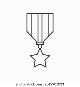 Military medal icon set vector in black and white colors