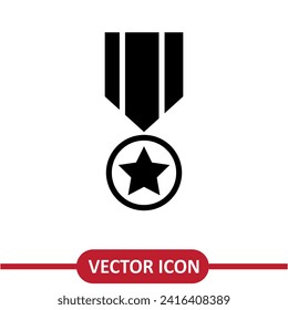 Icono de Medalla Militar. Vector de Premio Soldado firma ilustración plana simple sobre fondo blanco.. eps