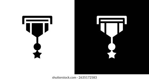 Icono de medalla militar en estilo de diseño de moda plano sólido.
