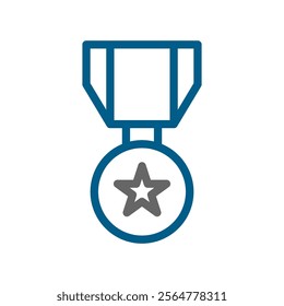 Military medal icon with star. Concept of honor, bravery, and achievement.