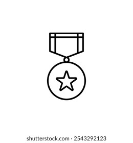 Military medal icon symbol collection on white background.