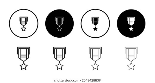 Military medal icon Thin line illustration set