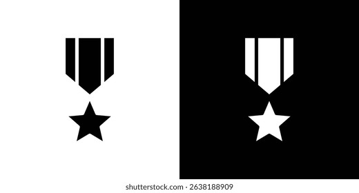Military medal icon Vector in flat style. Collection silhouettes