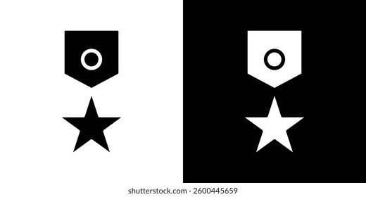 Military medal icons vectors set in solid style.