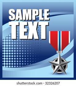 military medal on blue halftone banner