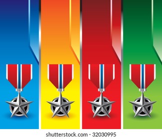 military medal on colored banners