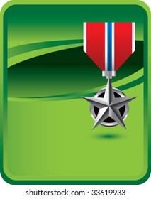military medal on green background