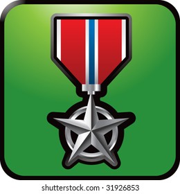 military medal on green web button