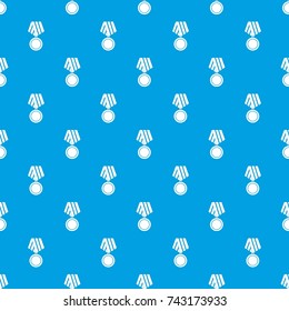 Military medal pattern repeat seamless in blue color for any design. Vector geometric illustration