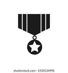 Military Medal Simple Black Icon On White Background.