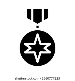 Military medal with star. Concept of honor, achievement, and bravery.