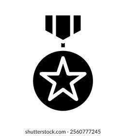 Military medal with star. Concept of honor, achievement, and bravery.