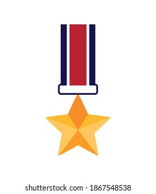 military medal with star icon vector illustration design