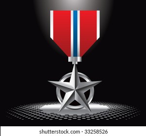 military medal under spotlight